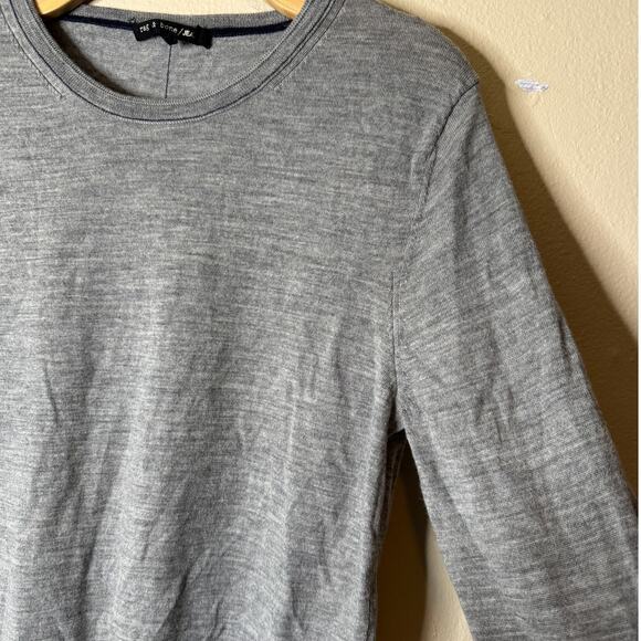 Rag & Bone Small Gray Marl Merino Wool Crew Neck Lightweight Tunic Sweater - Picture 5 of 9